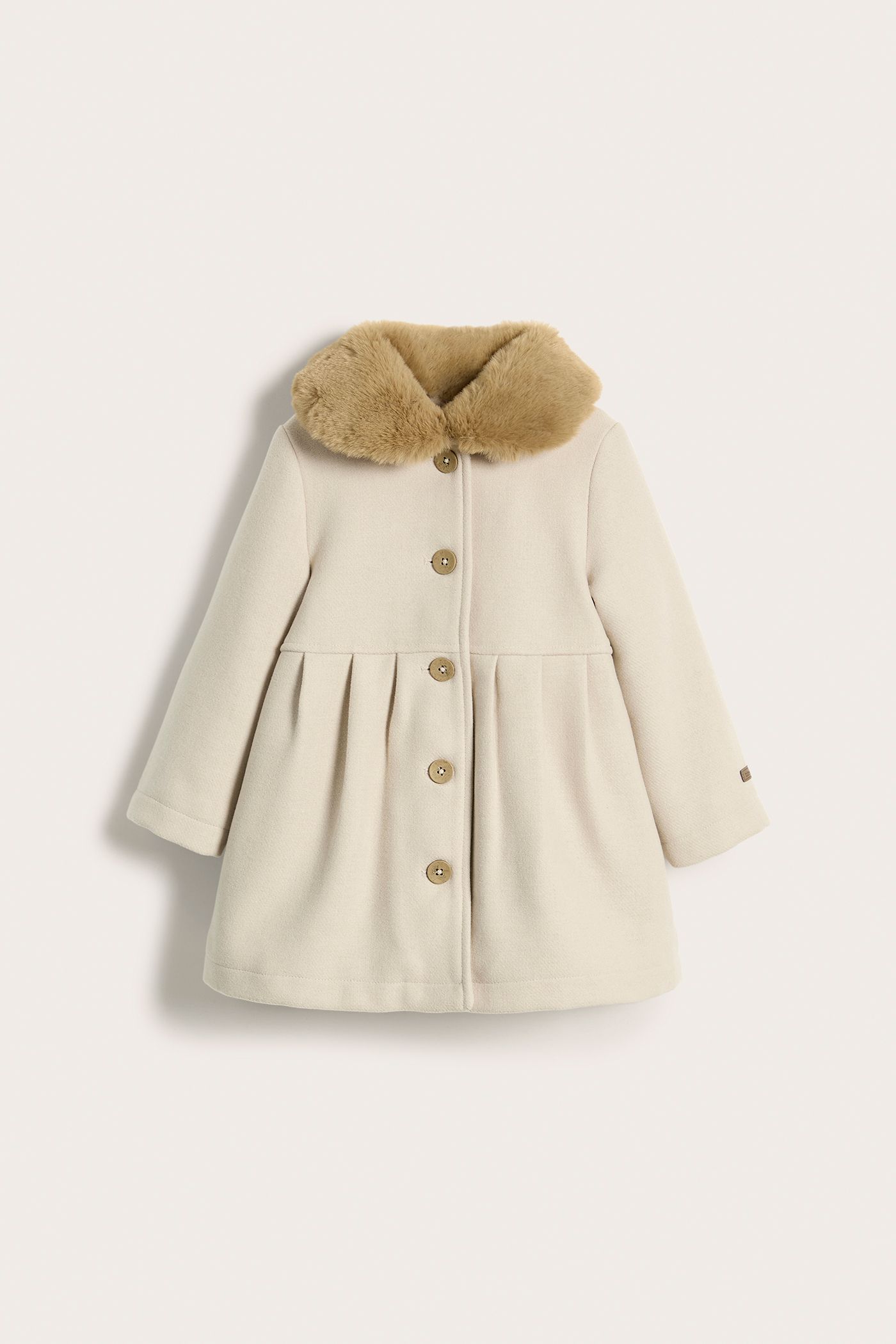 コート [blank03] faux fur single coat (beige) Faux fur collar coat | Beige | Kids | Newbie