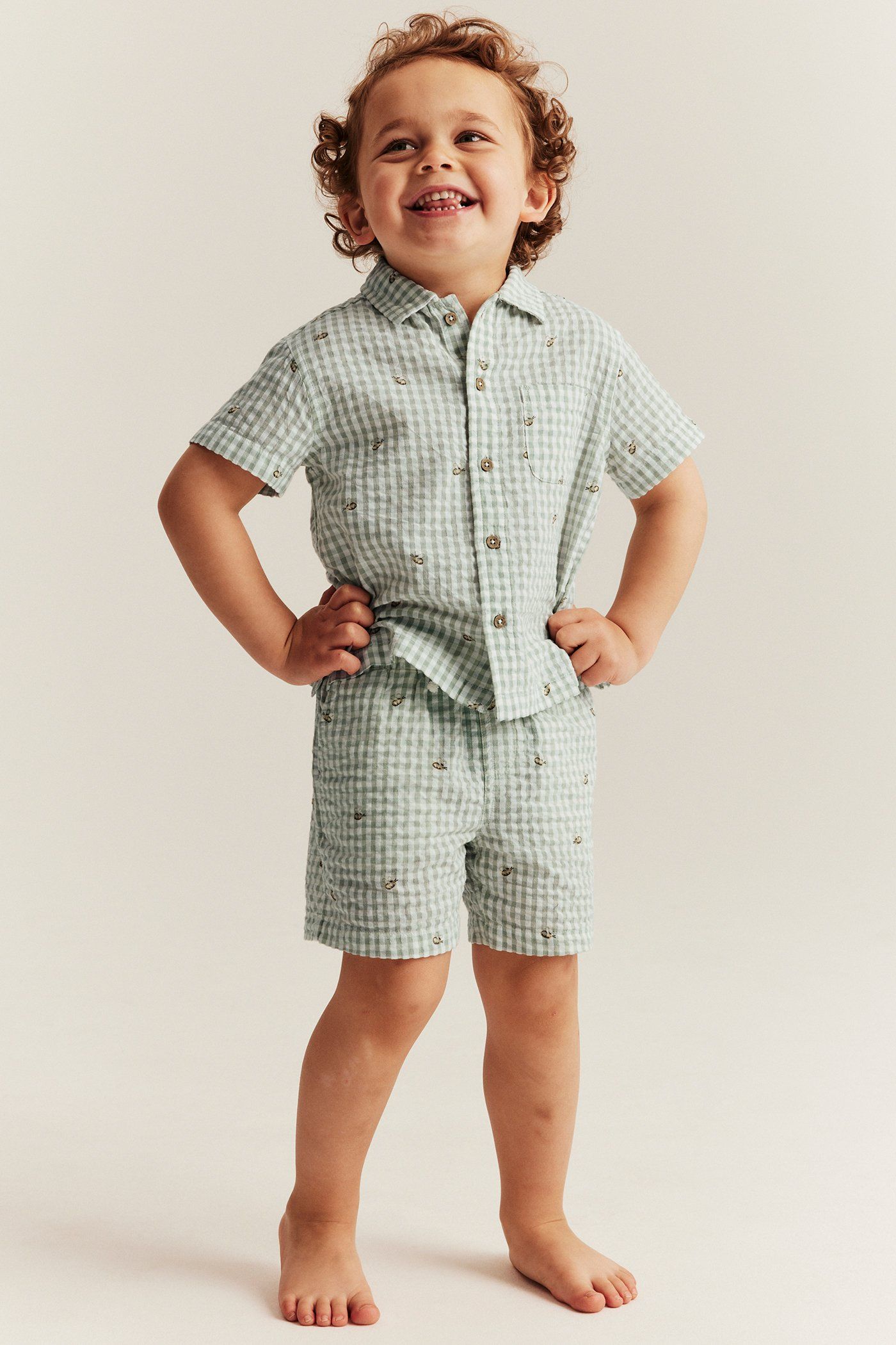 Plaid seersucker shorts | Green | Kids | Newbie