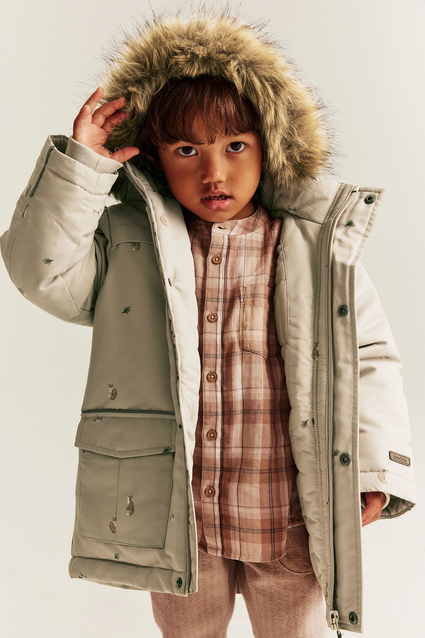 Padded jacket with fox print | Beige | Kids | Newbie