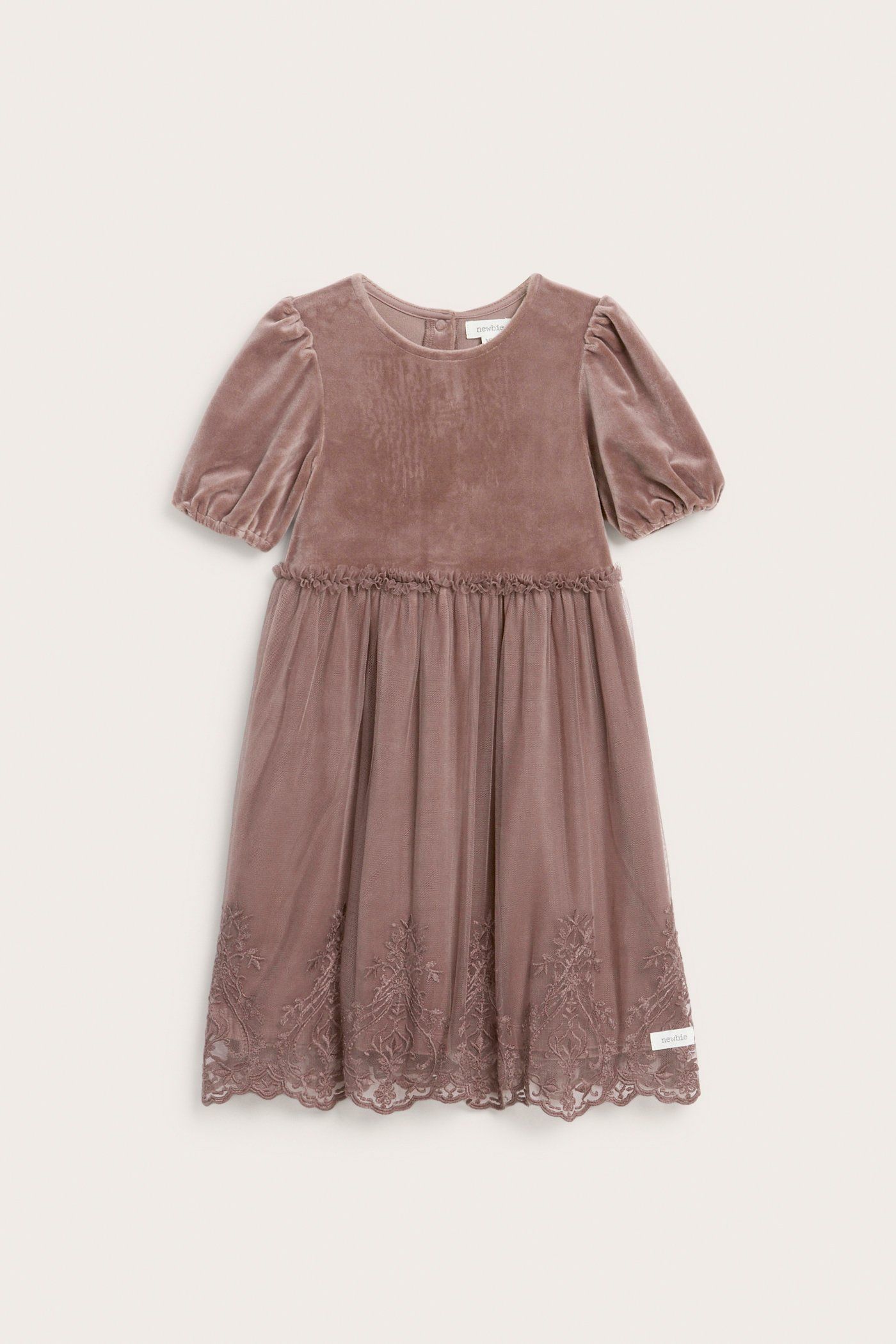 Velour dress with mesh skirt | Dark pink | Kids | Newbie