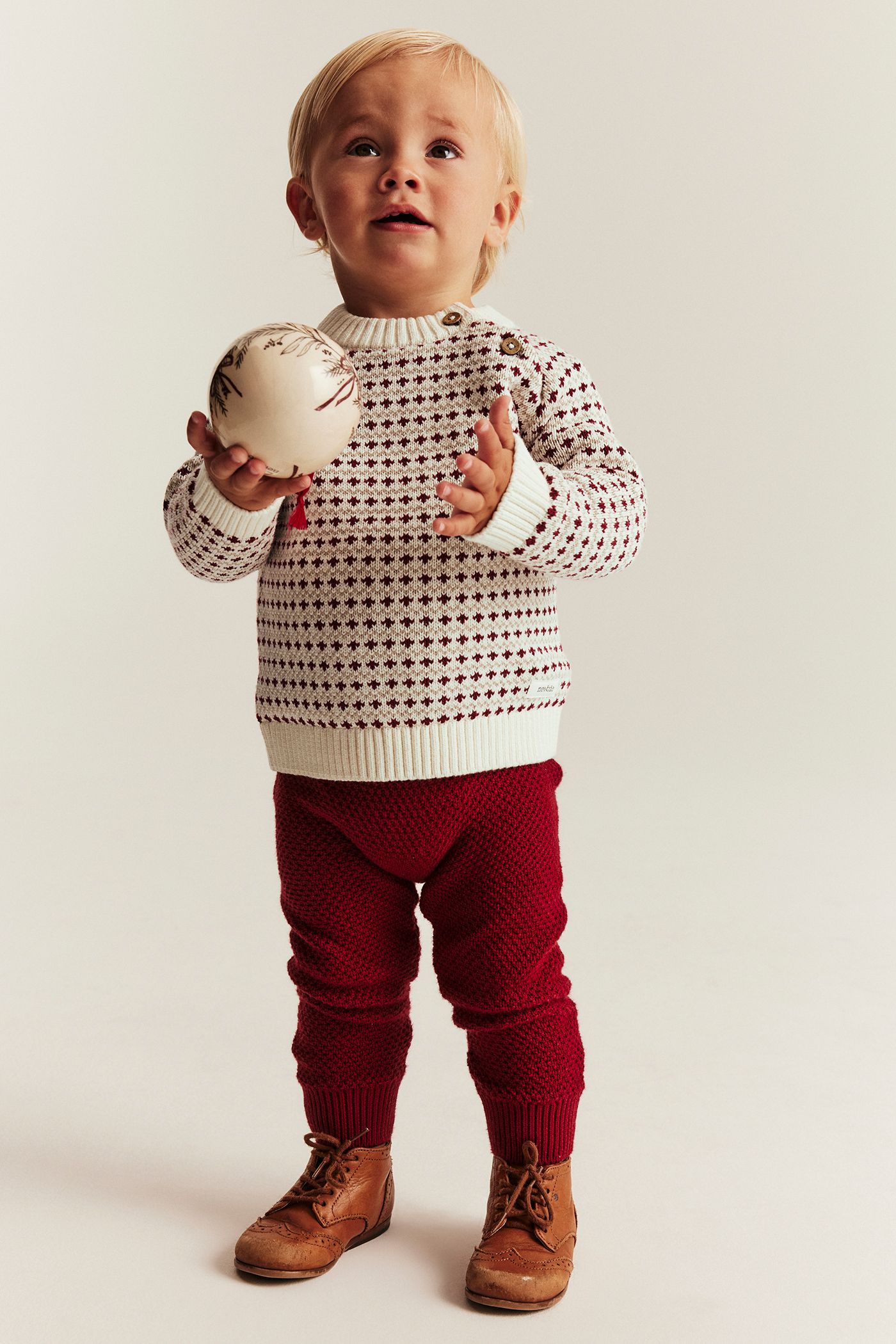 Knitted sweater with buttons | Off-white | Baby | Newbie