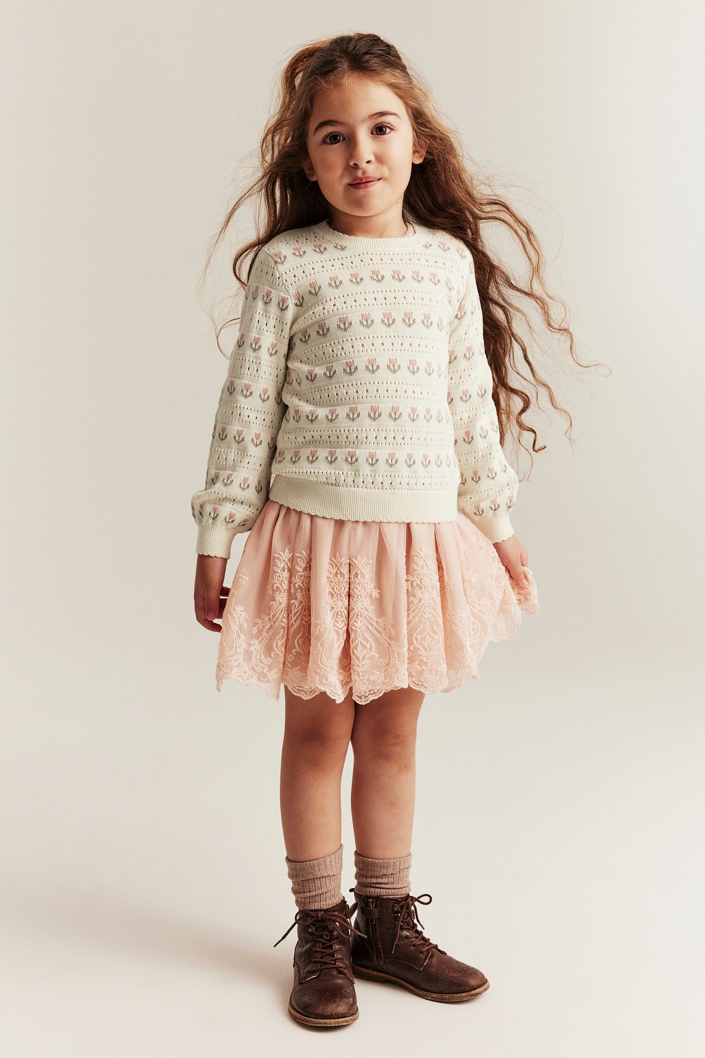 Jacquard-knit floral jumper | Off-white | Kids | Newbie