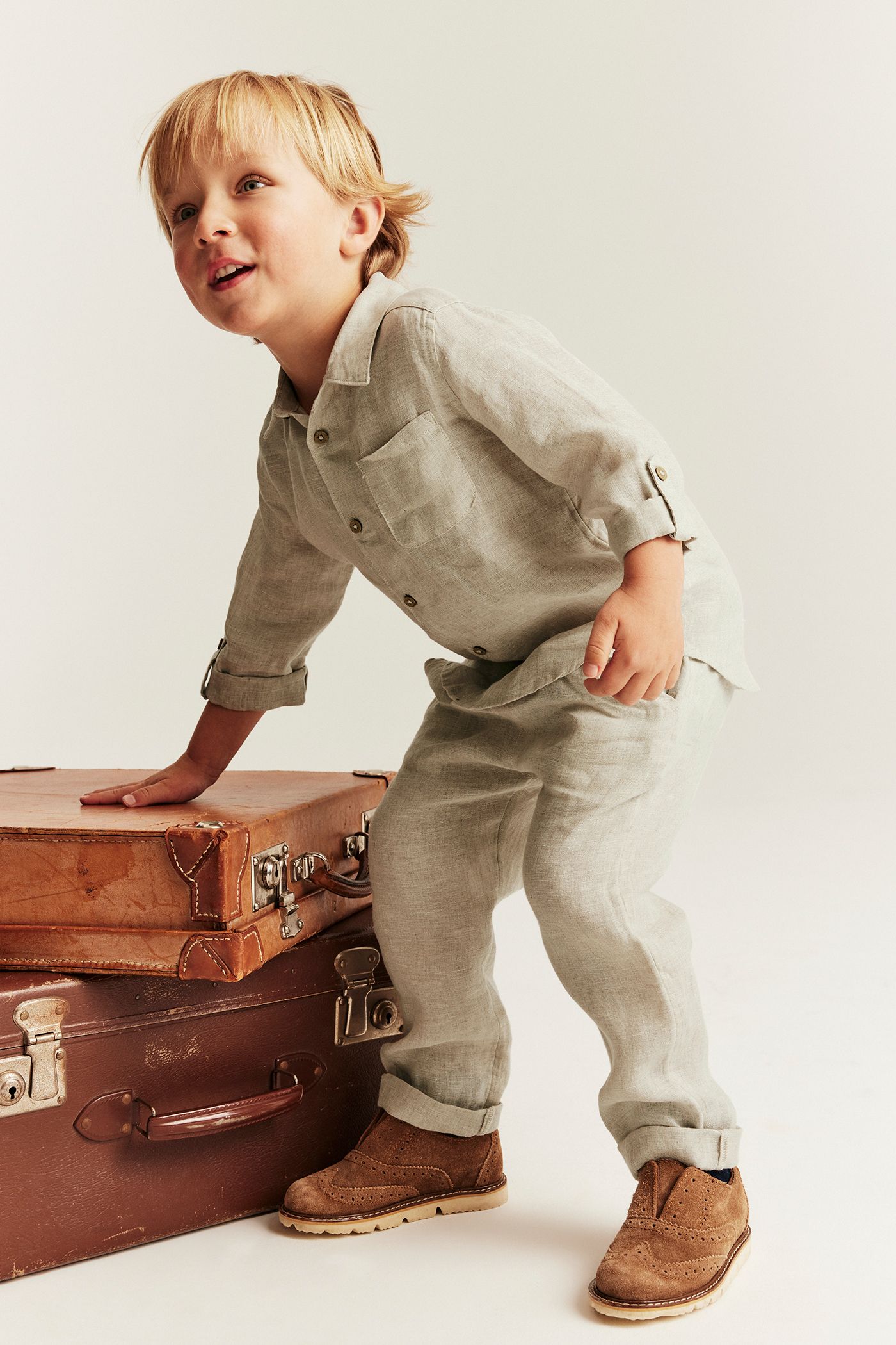 Linen pants with drawstring | Light beige | Kids | Newbie