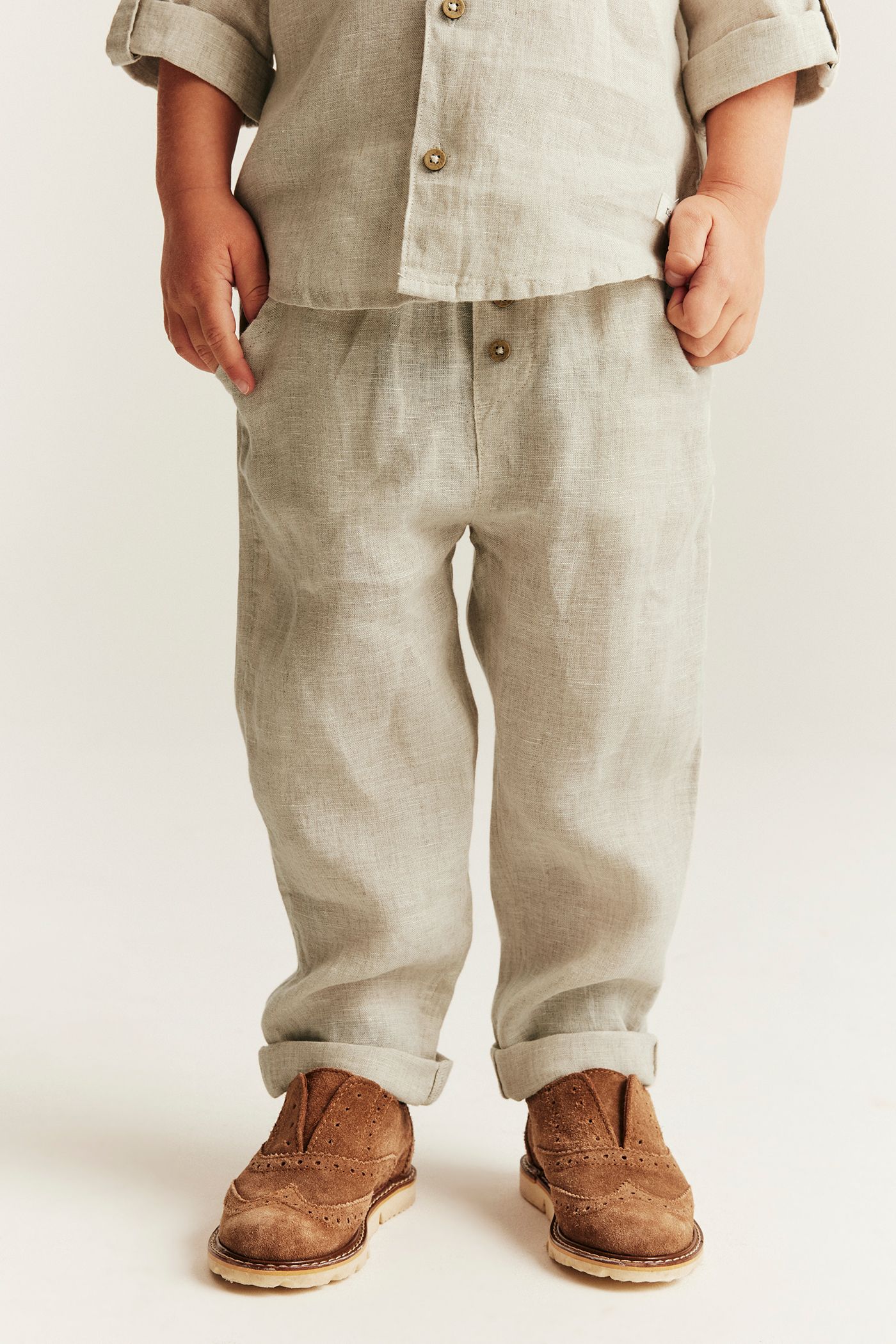 Linen pants with drawstring | Light beige | Kids | Newbie