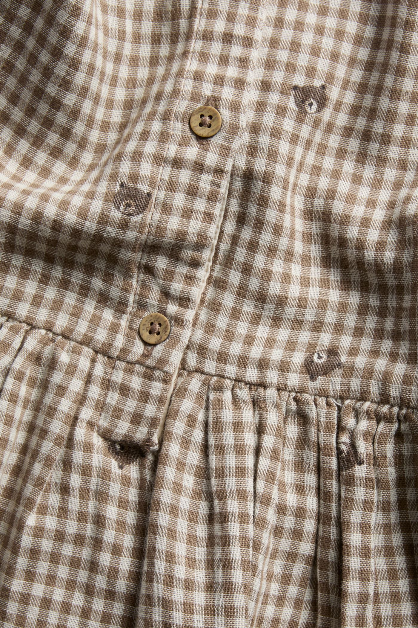Plaid dress with teddy bears | Brown | Kids