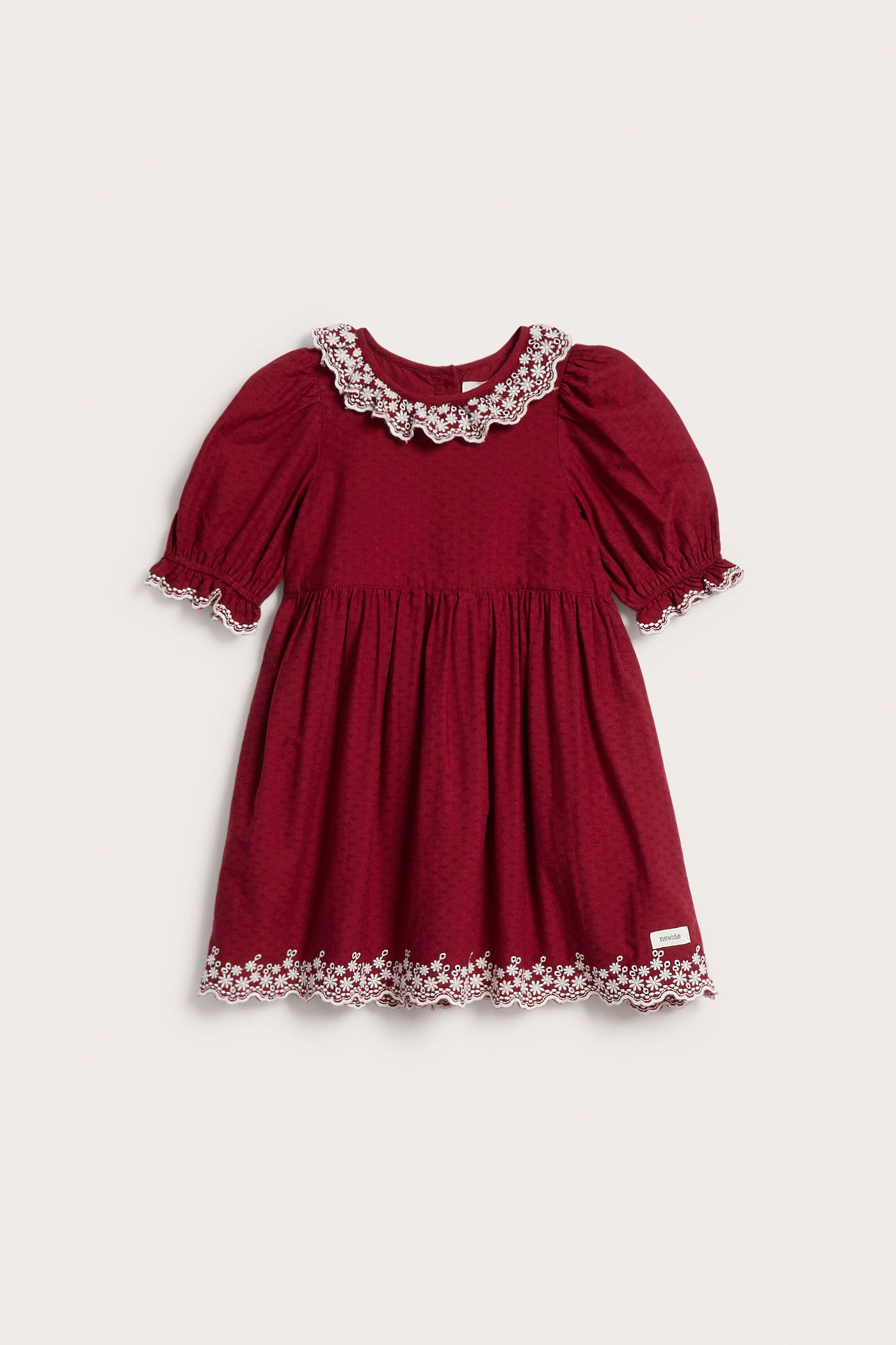 Embroidered dress with frill | Red | Kids