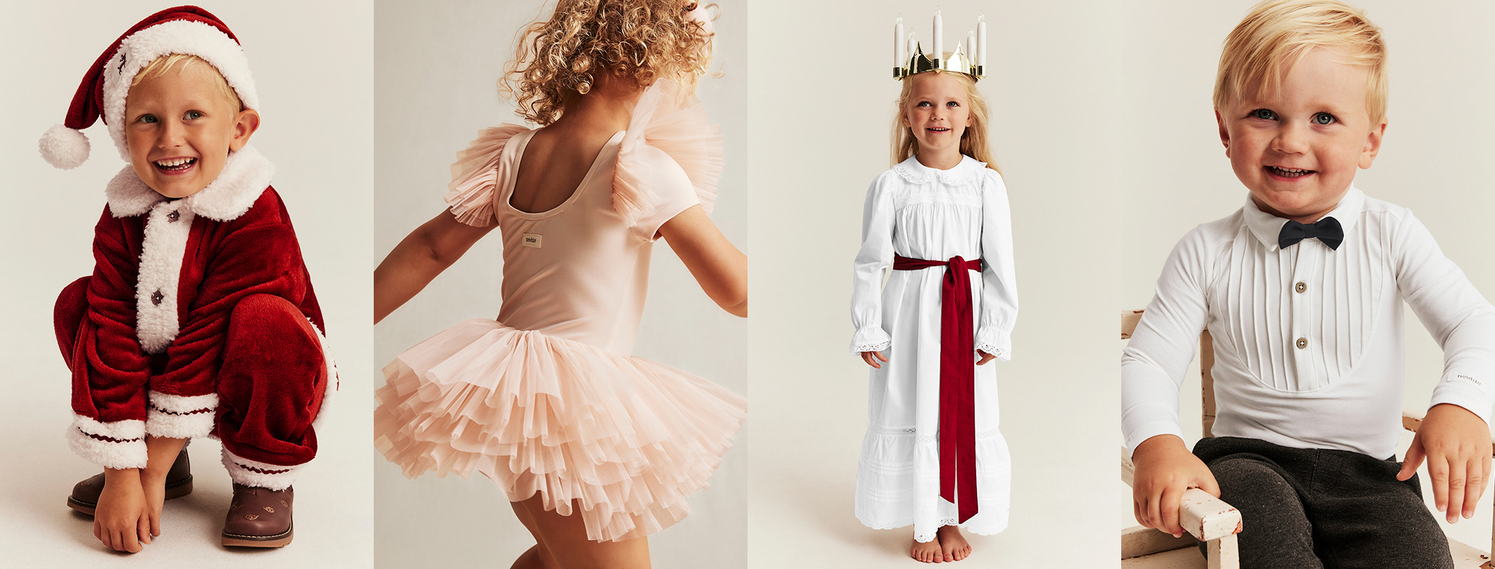 Collage of children in festive clothes from Newbie.