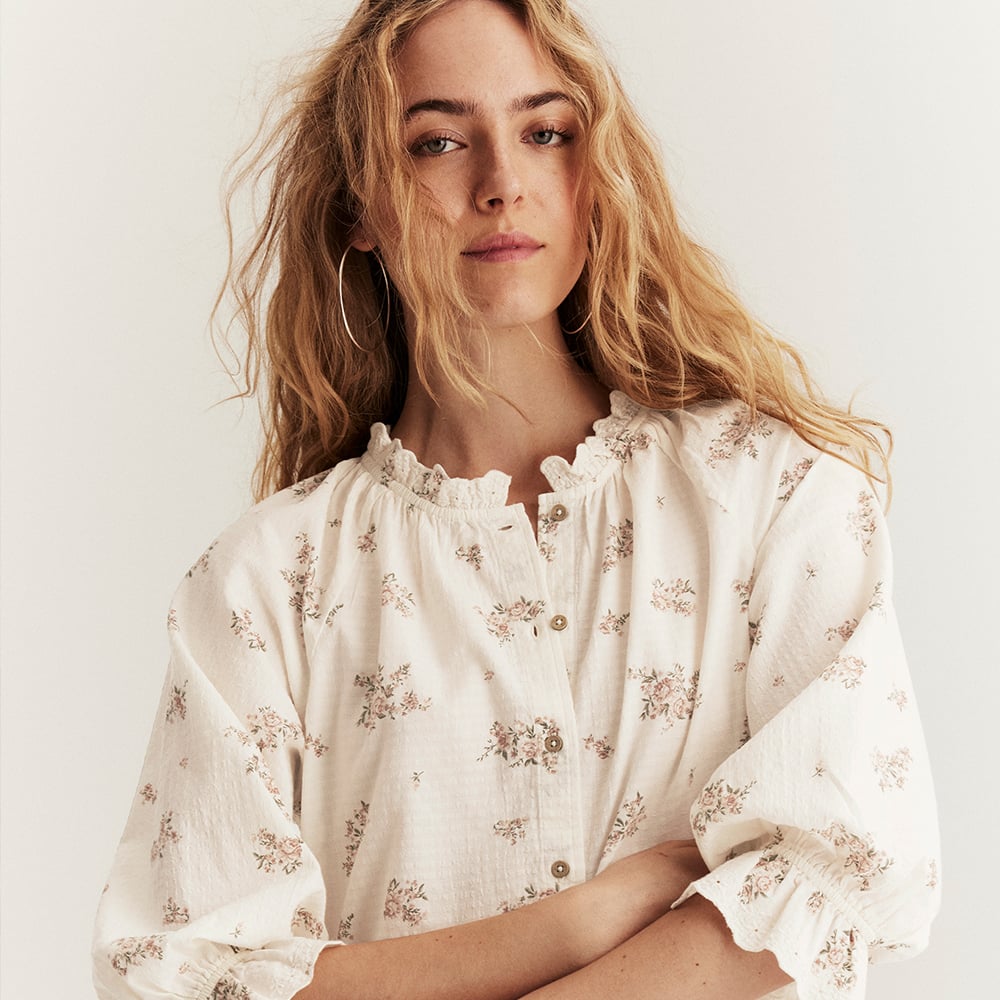 Woman in floral dress