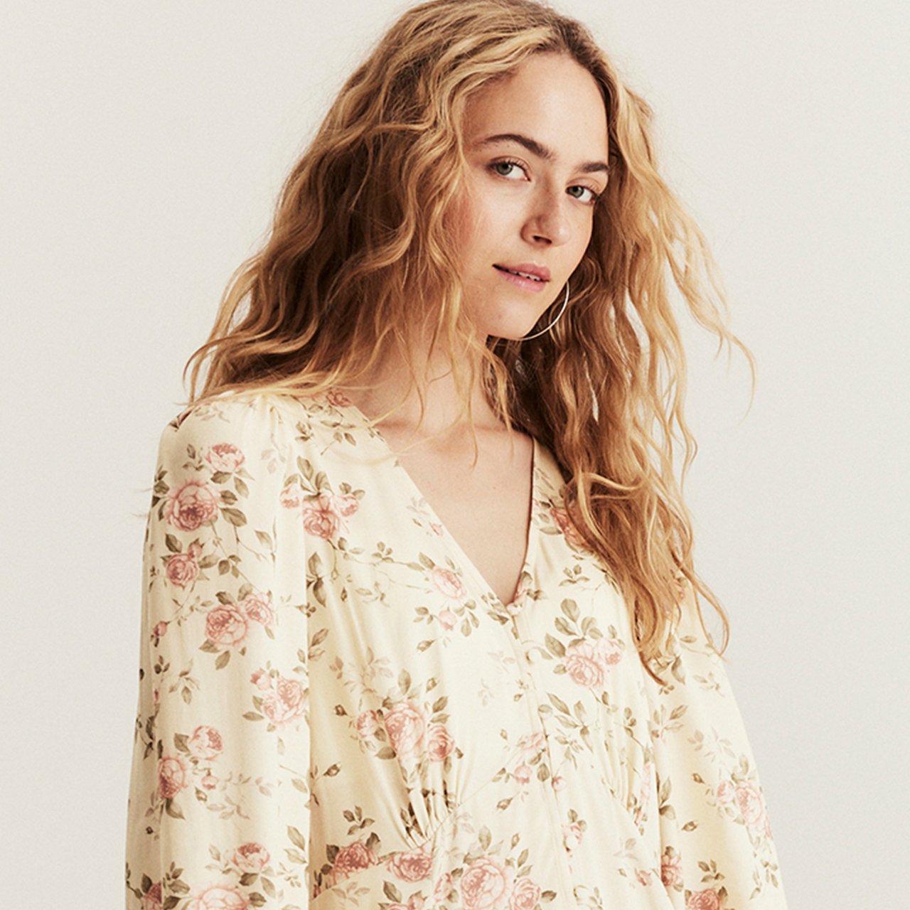 Woman in floral dress