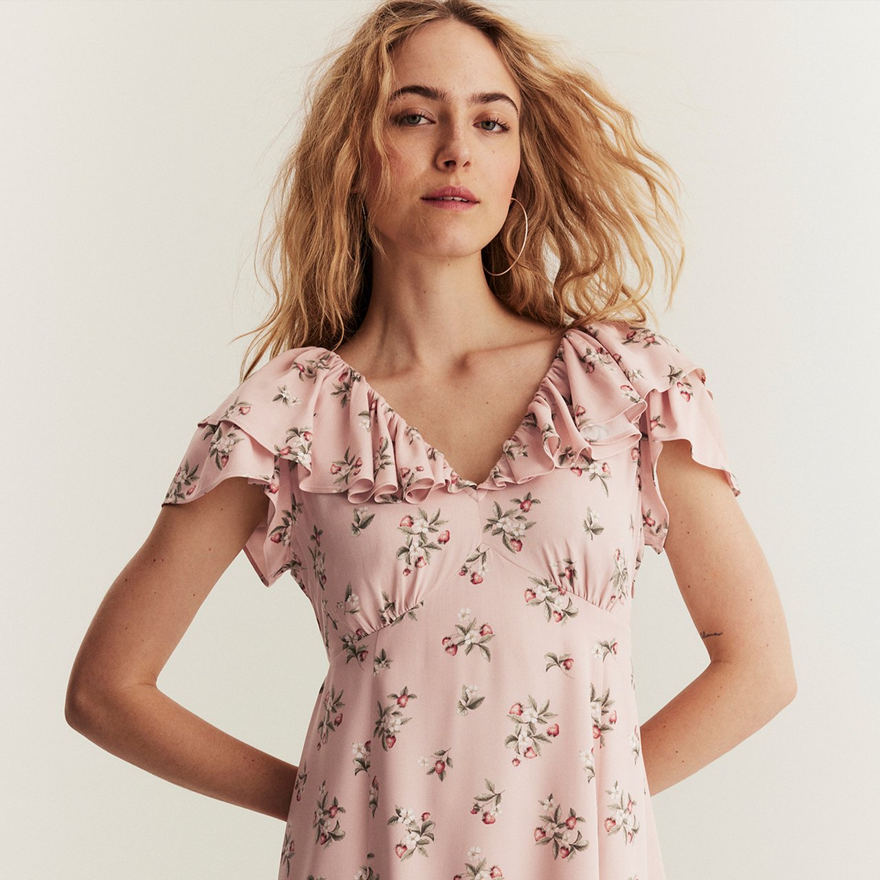 Woman in floral dress