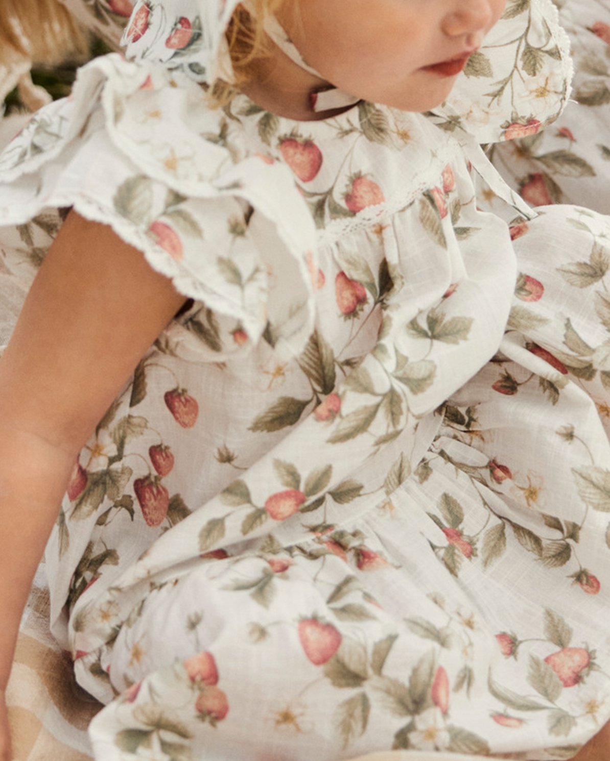 Strawberry print on baby girl dress