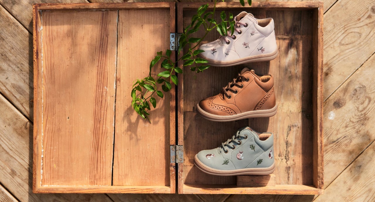 Pre-walker shoes in a beautiful wooden box