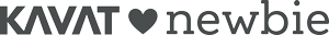 KAVAT and Newbie collaboration logo with heart symbol between the brand names.