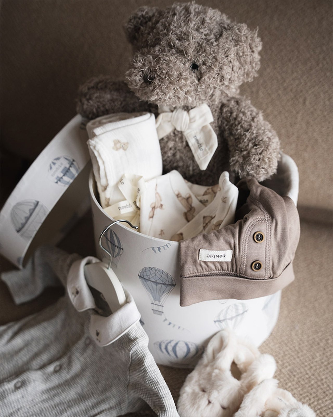 A box with a teddy bear