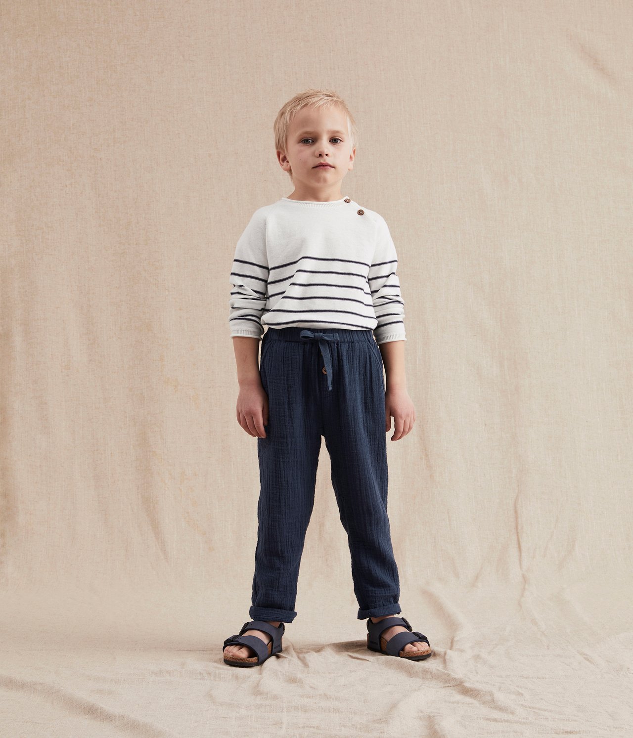 Kids blue crêpe trousers - Dunkelblau - 1