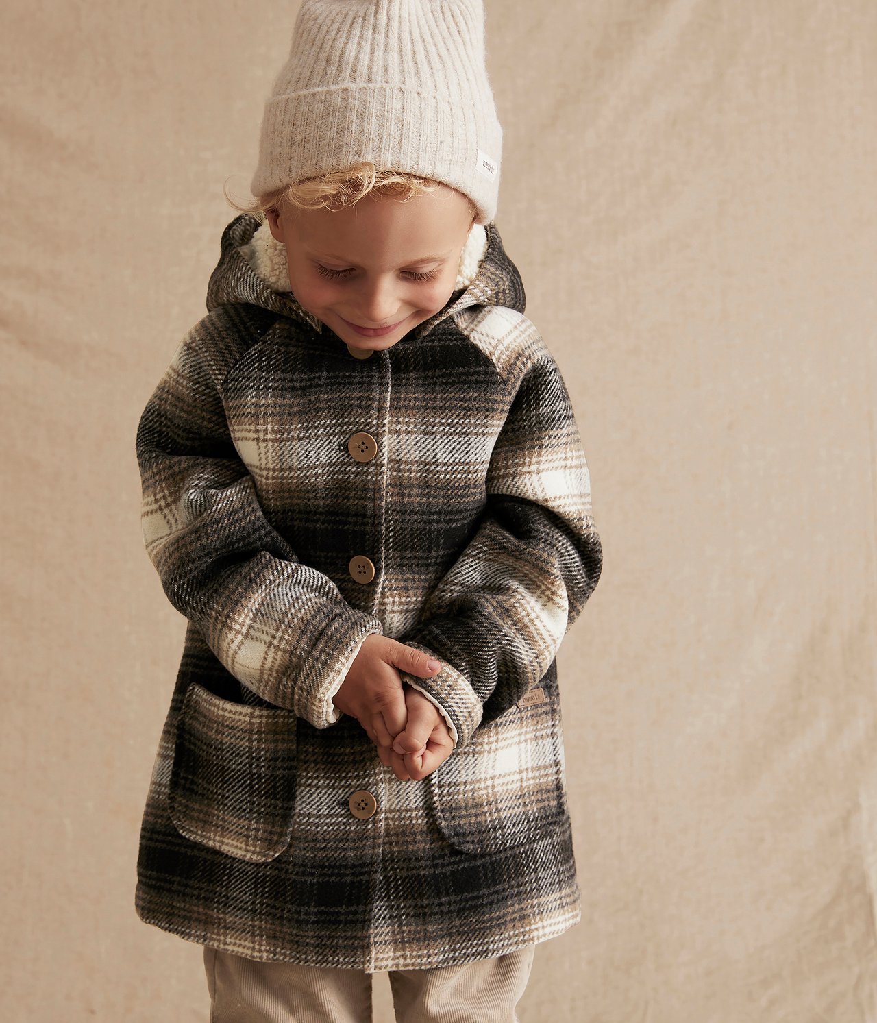 Kids grey checked coat - Grey mélange - 3