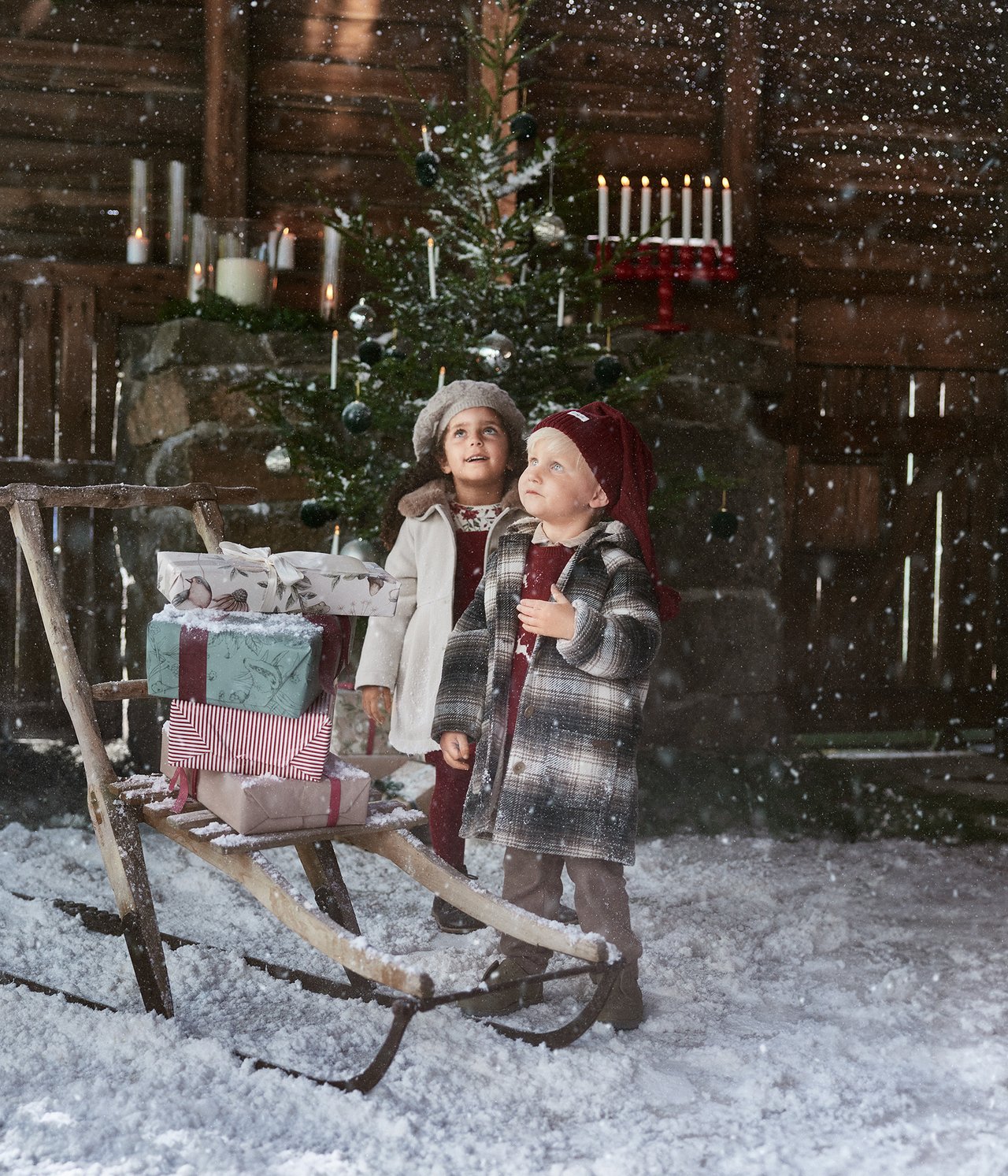 Kids grey checked coat - Grau meliert - 5