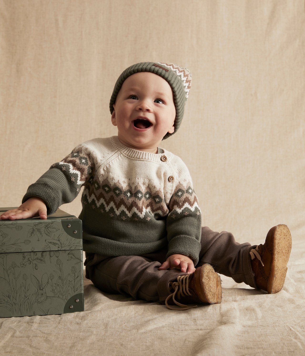 Baby jacquard knit sweater - Green - 2
