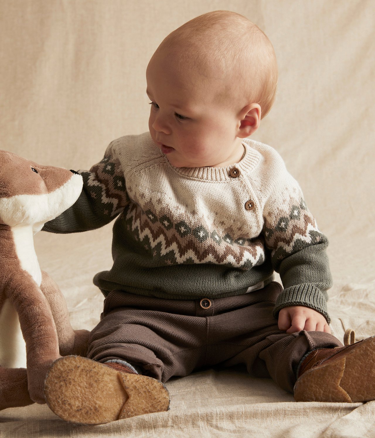 Baby jacquard knit sweater - Green - 1