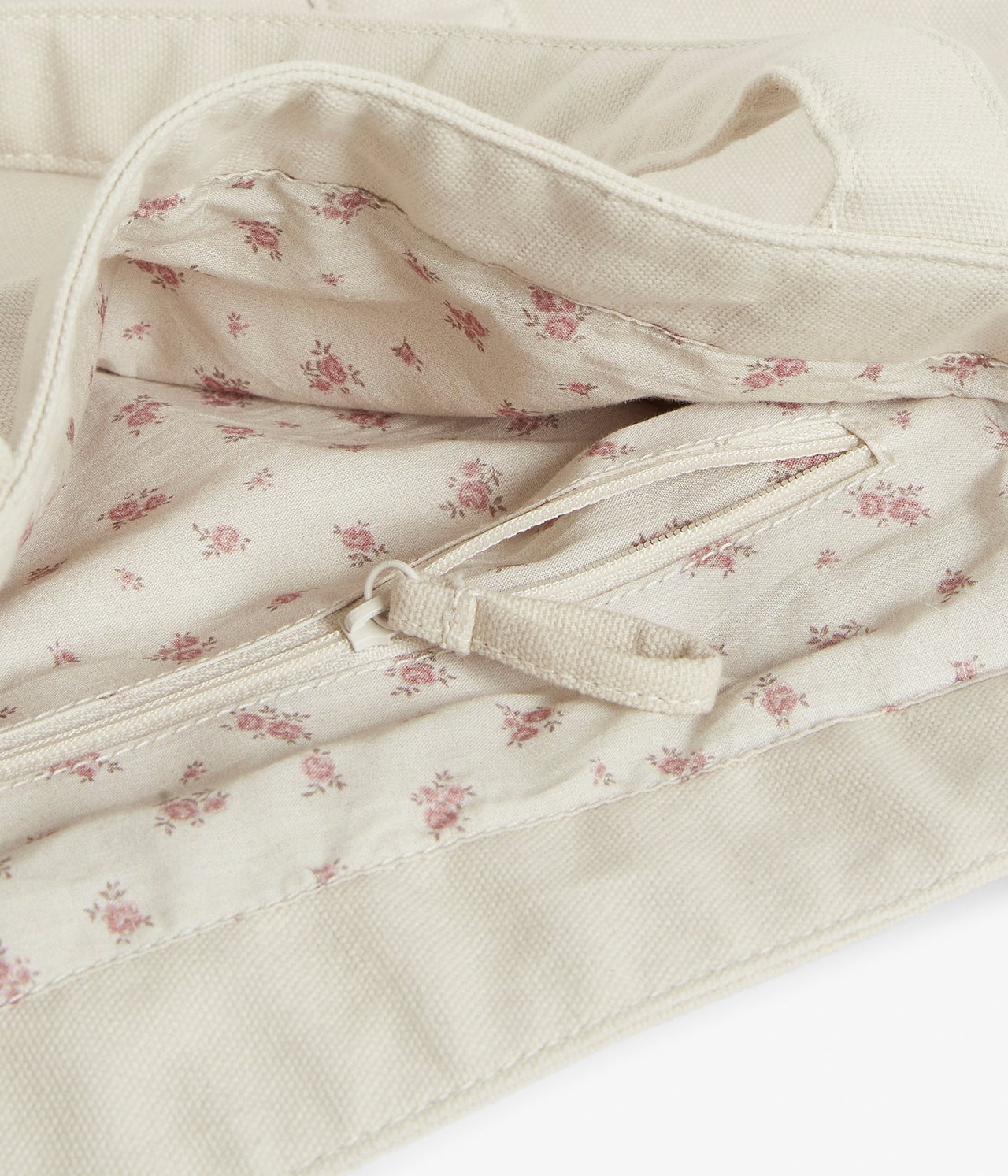 Gefütterte Wickeltasche mit Blumenmuster für Damen - Beige - 1