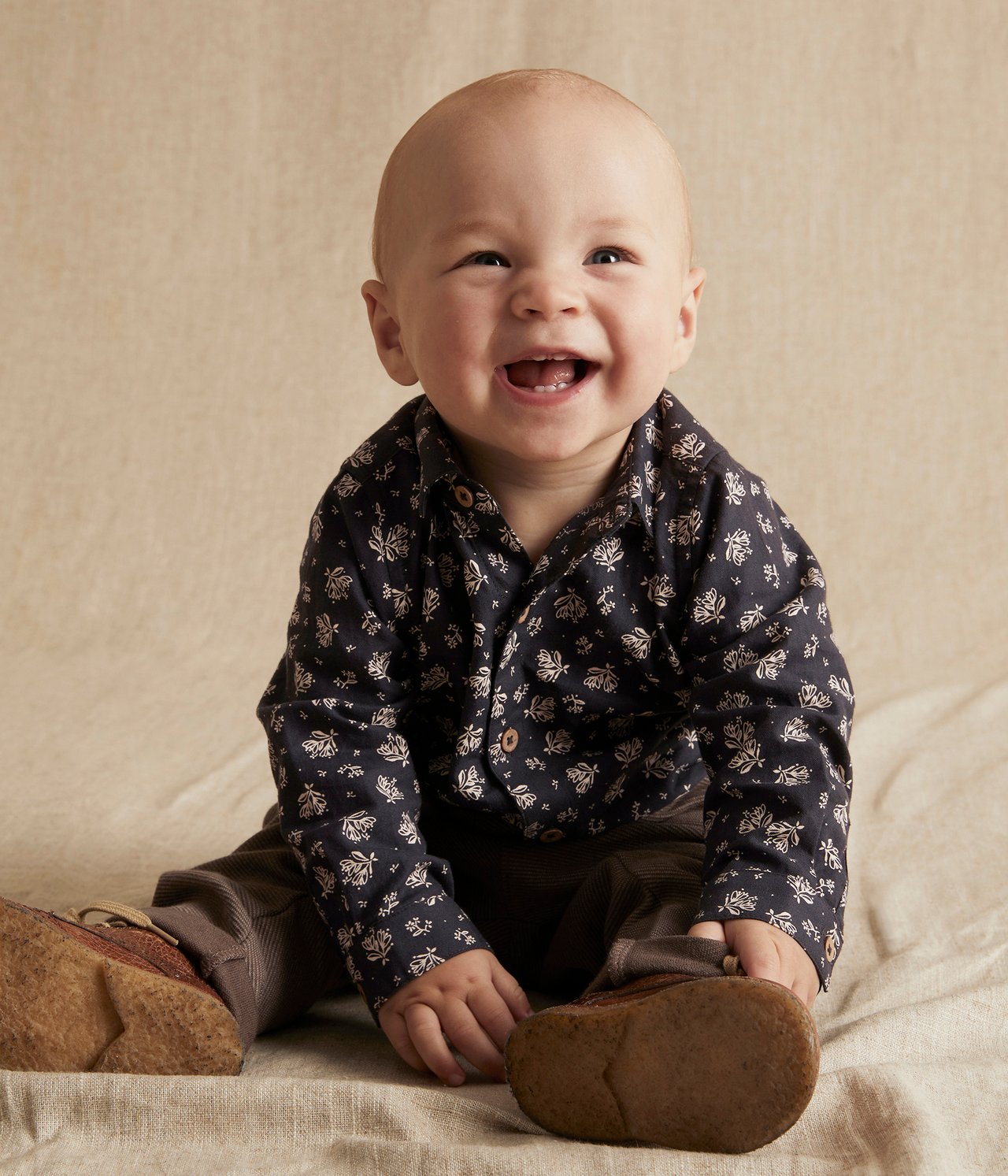 Baby black floral shirt - Schwarz - 1