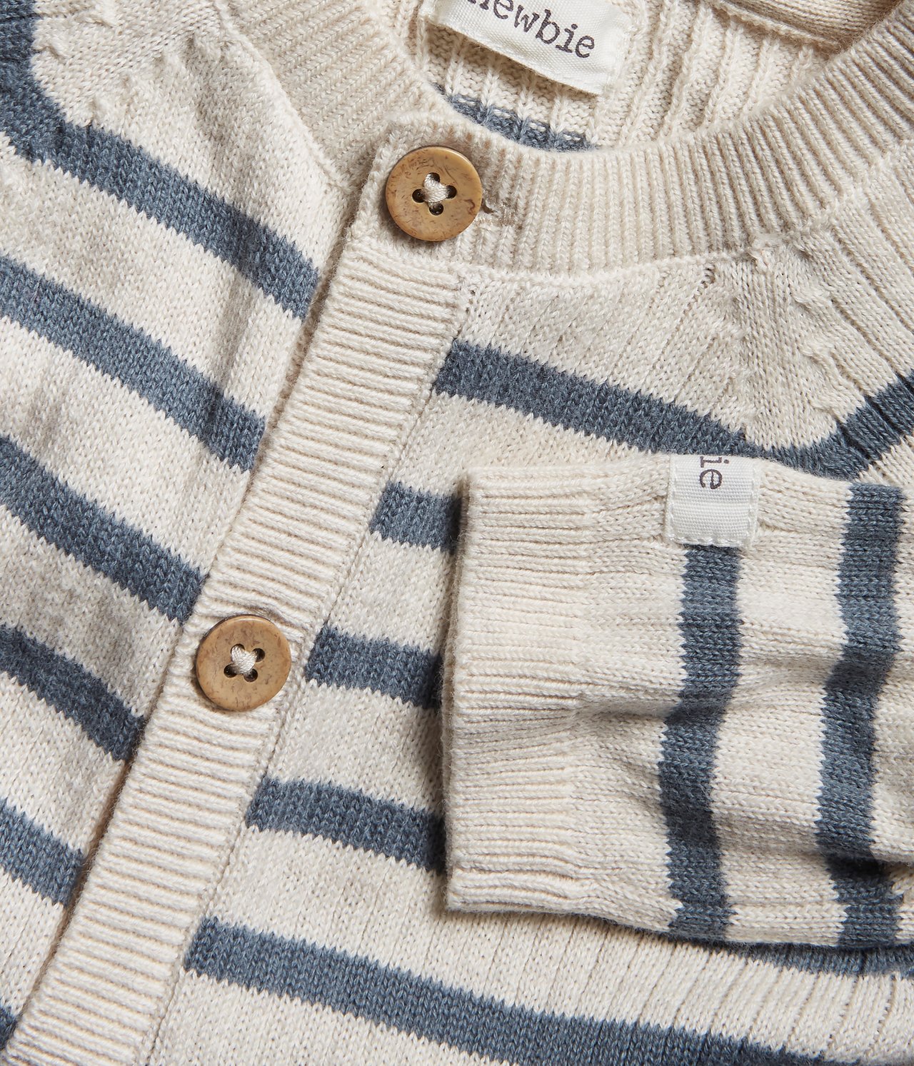 Baby striped knitted jumpsuit - Beige mélange - 3