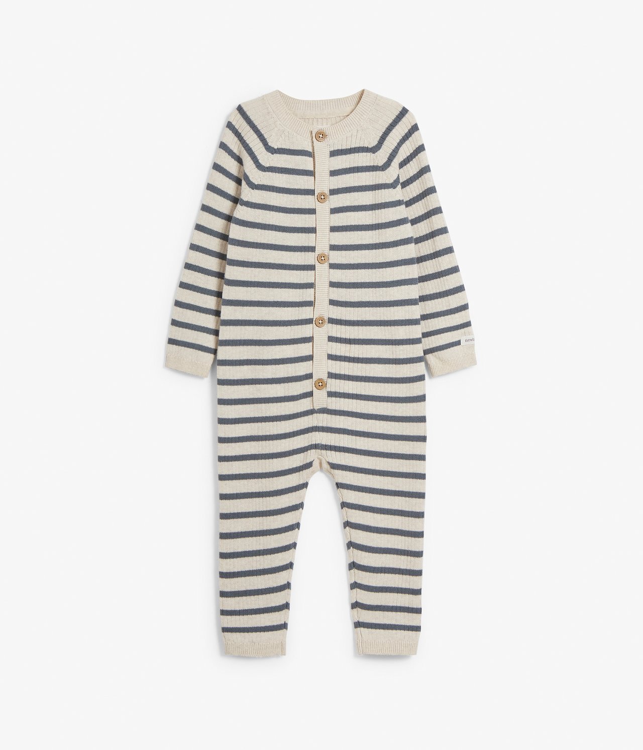 Baby striped knitted jumpsuit - Beige mélange - 4