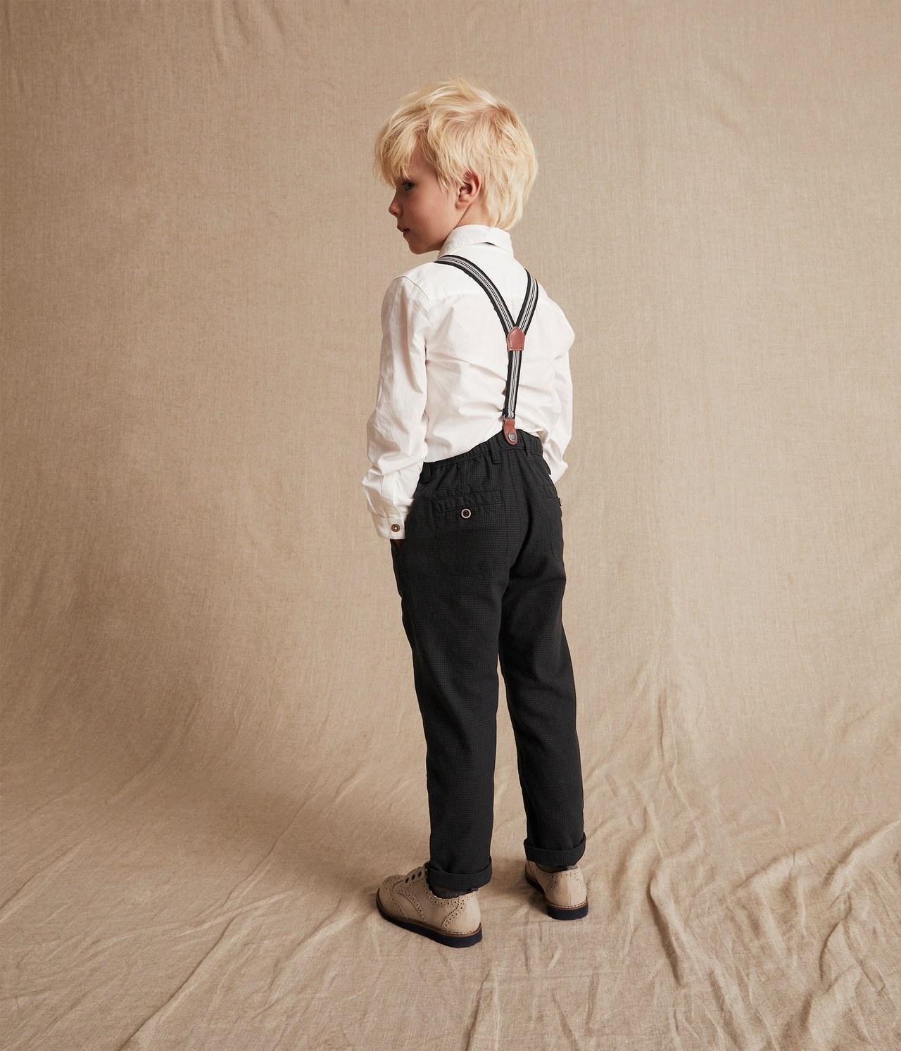 Kids black suspender pants - Black - 4