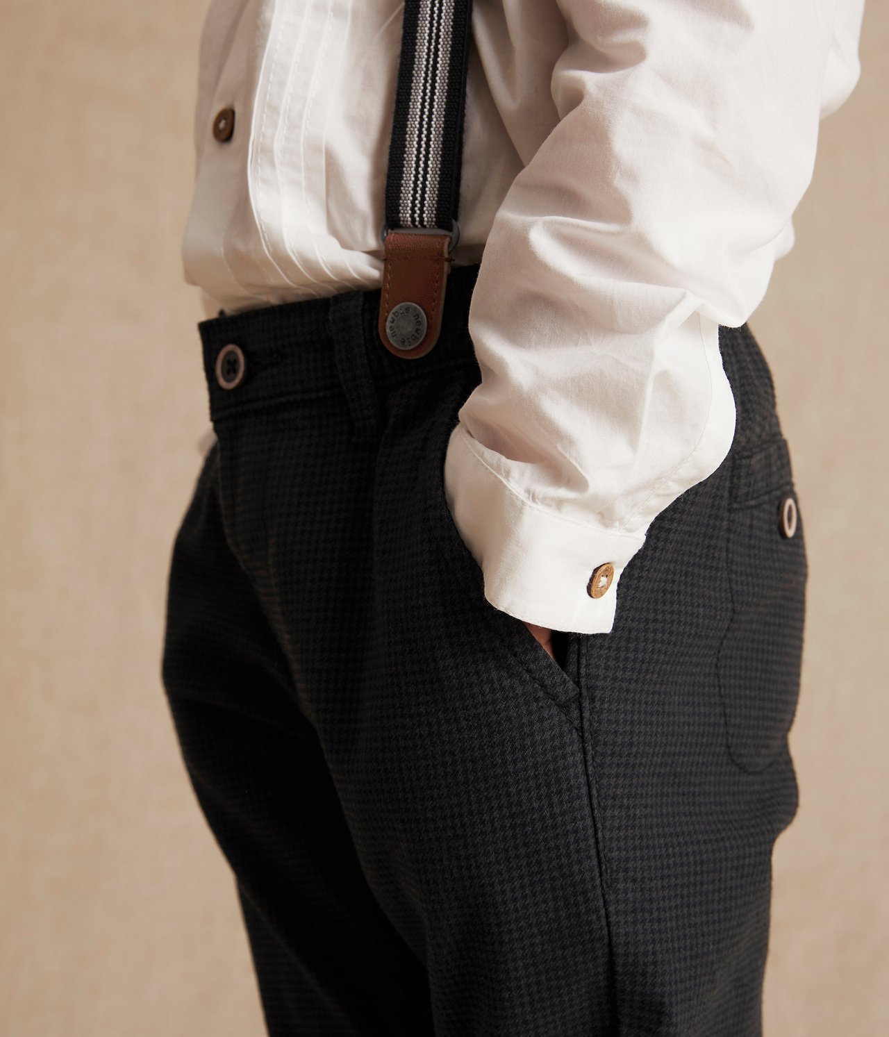 Kids black suspender pants - Black - 3