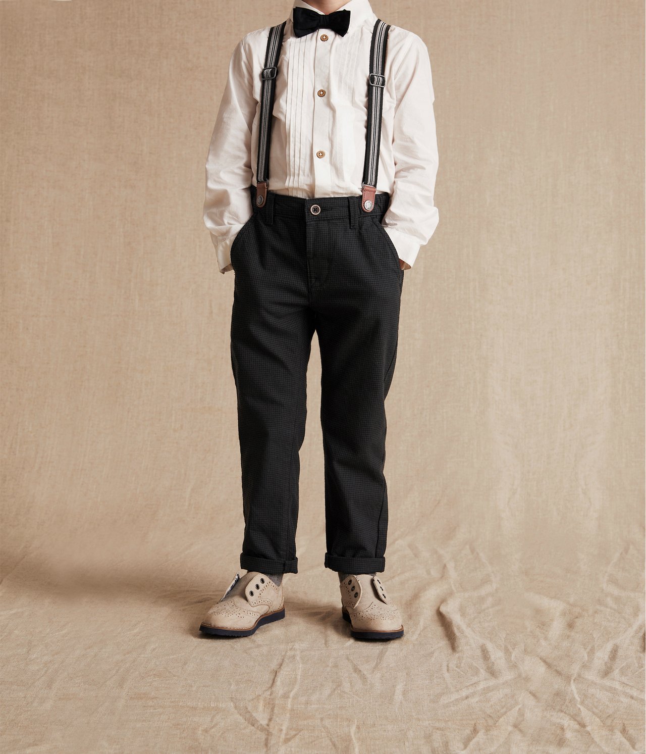 Kids black suspender pants - Black - 2