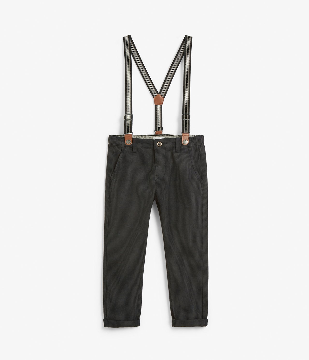 Kids black suspender pants - Black - 6