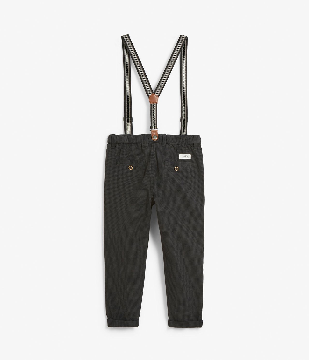 Kids black suspender pants - Black - 7