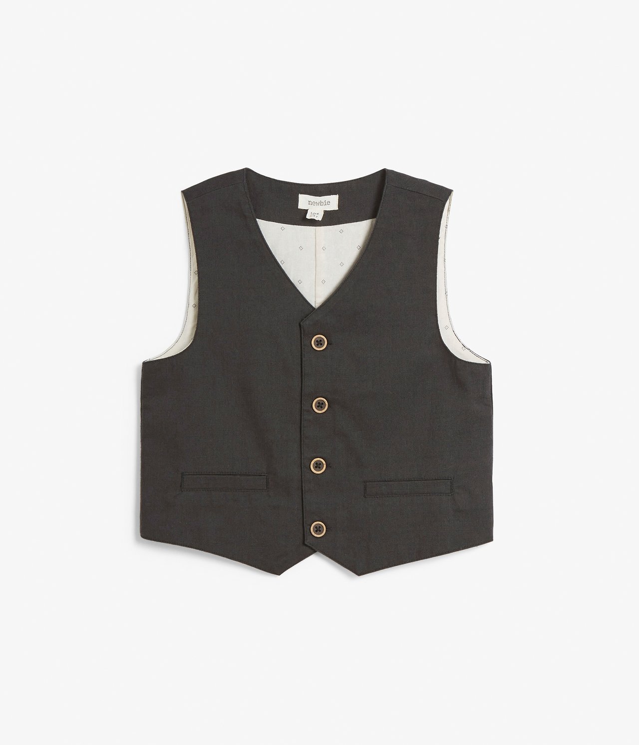 Kids button down vest - Black - 2