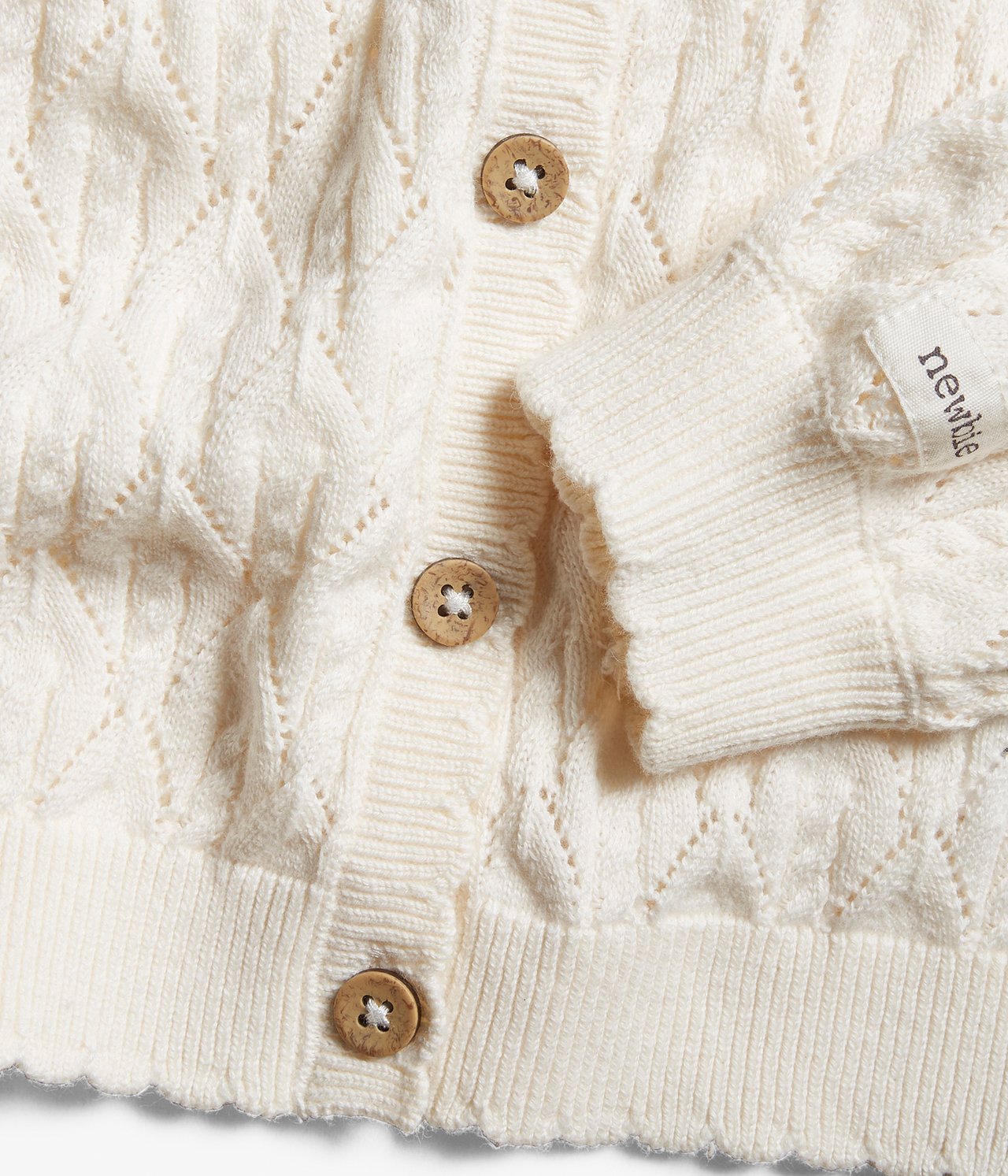 Baby white pattern-knit cardigan - Naturweiß - 1