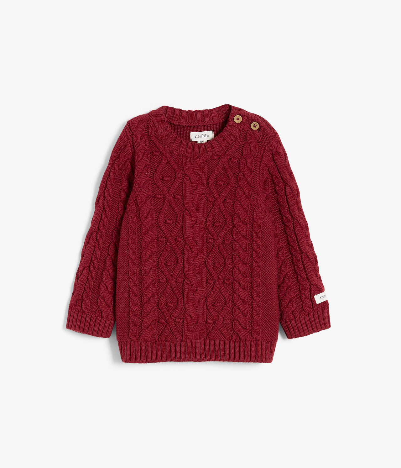 Baby red cable-knit sweater - Rot - 2