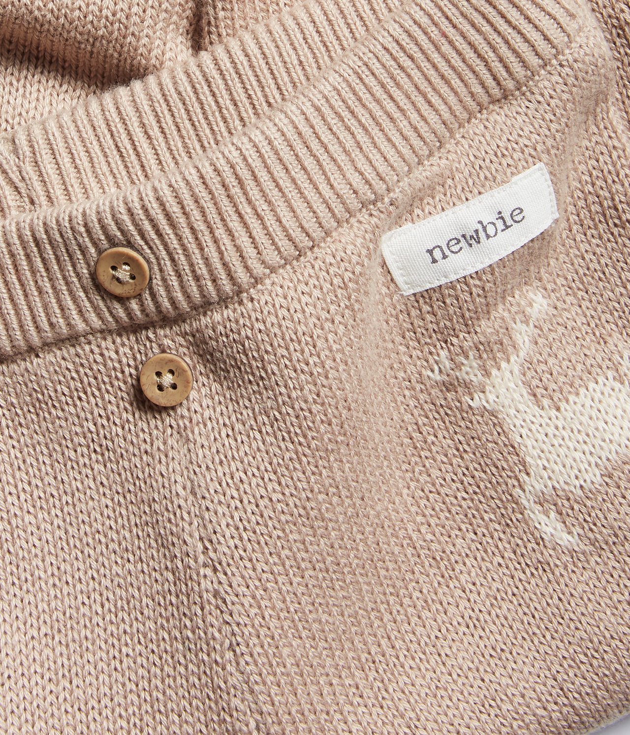 Baby beige reindeer knit leggings - Beige - 2