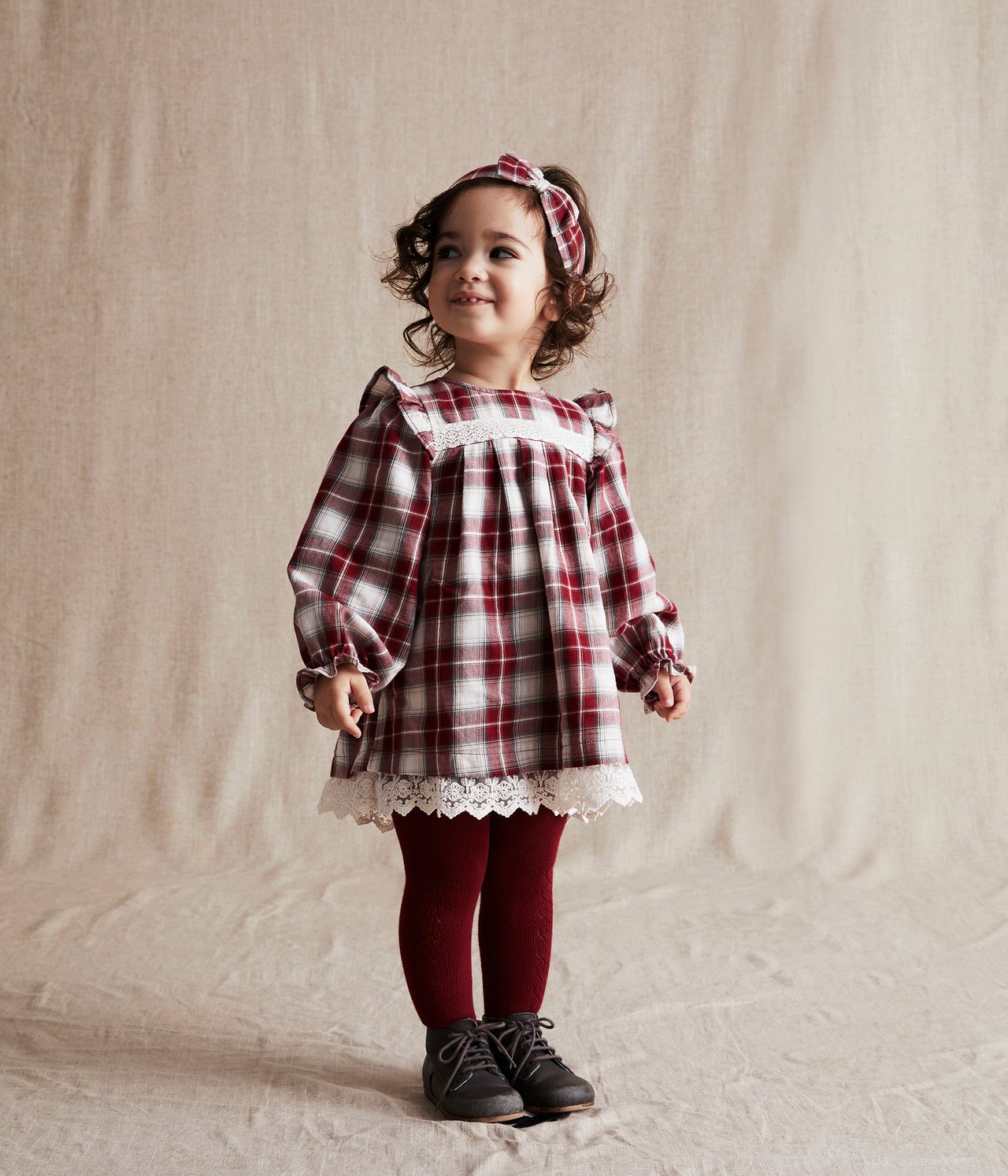 Baby red checked dress - Red - 2