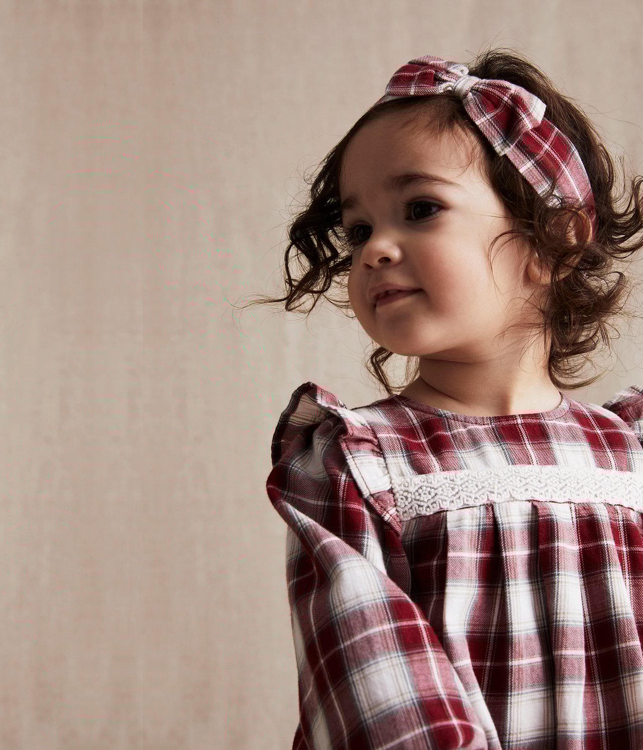 Baby red checked dress - Red - 4