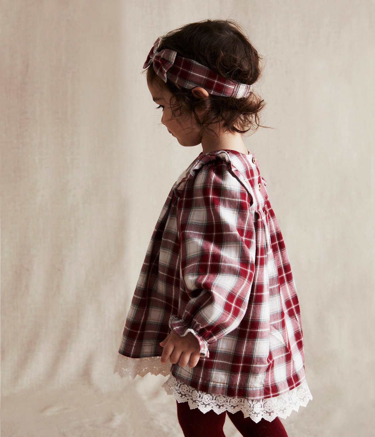 Baby red checked dress - Red - 6