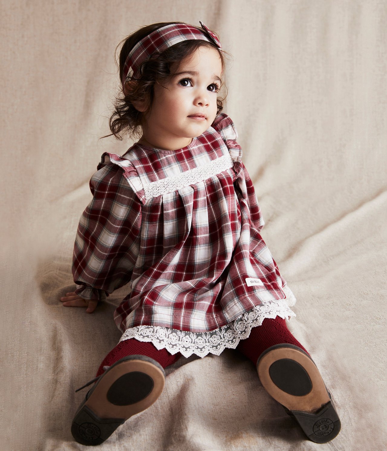 Baby red checked dress - Red - 7