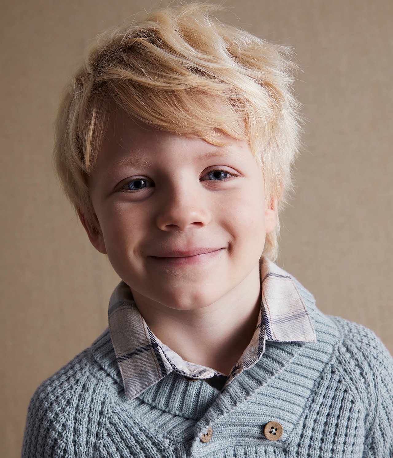Kids blue shawl neck sweater - Blau - 4