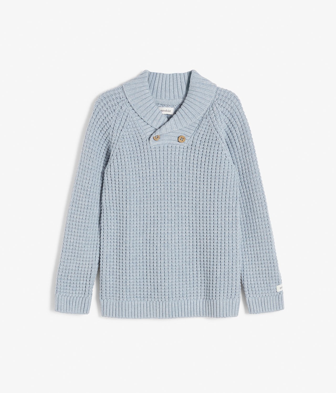 Kids blue shawl neck sweater - Blau - 7