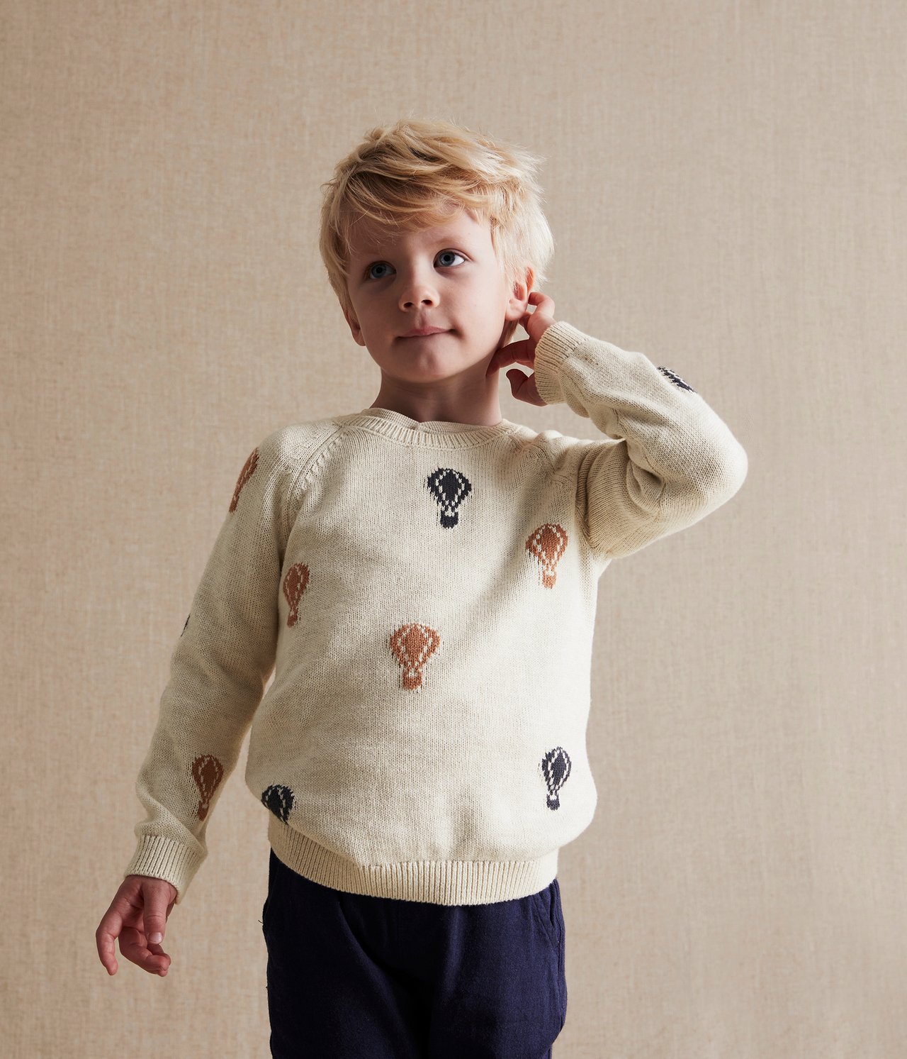 Kids beige knitted air-balloon sweater - Beige mélange - 2
