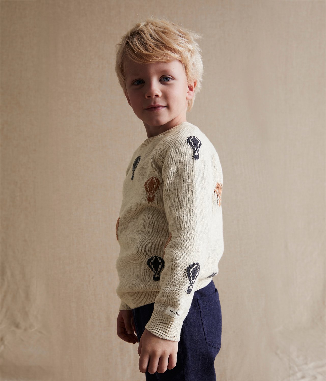 Kids beige knitted air-balloon sweater - Beige mélange - 3