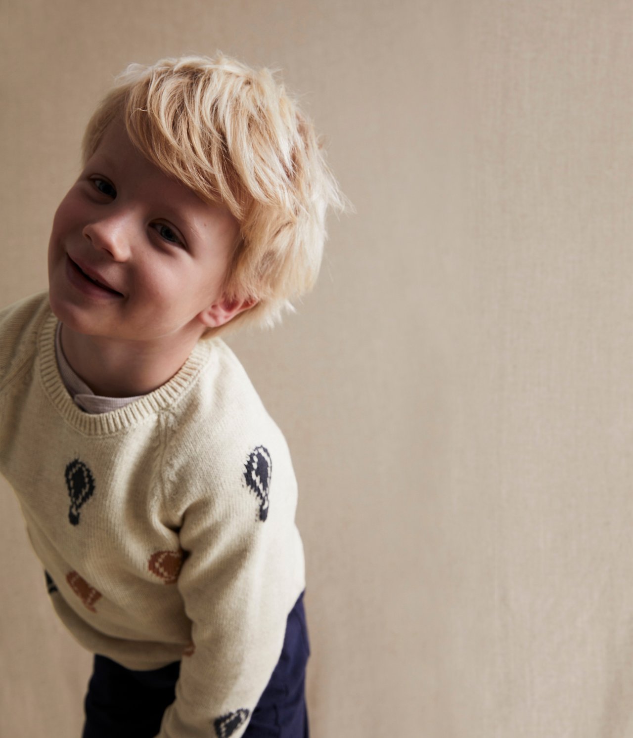 Kids beige knitted air-balloon sweater - Beige mélange - 1