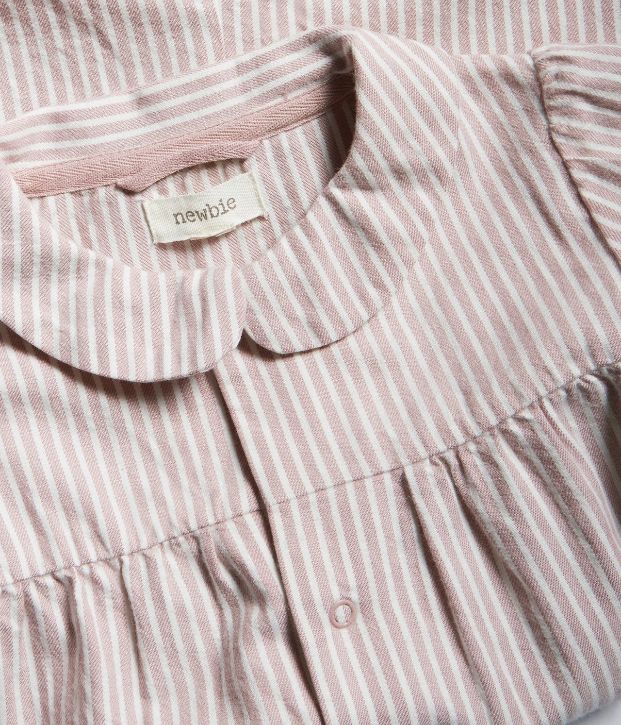 Baby pink striped flannel sleepsuit - Pink - 1