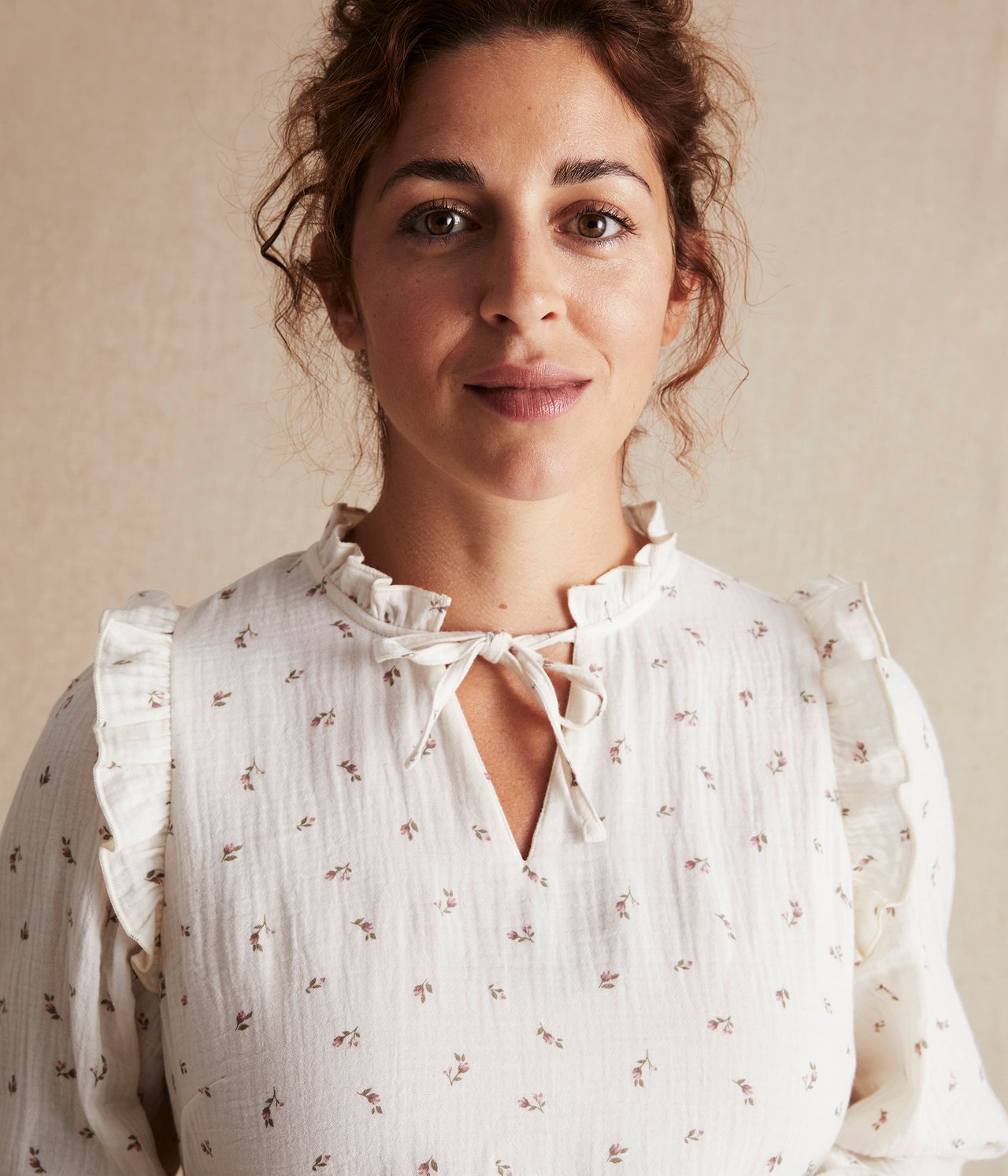 Pyjama aus Musselin mit Blumenmuster für Damen - Hellbeige - 3