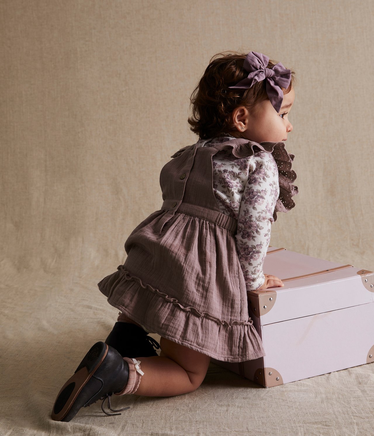 Baby lilac pinafore dress - Purple - 3