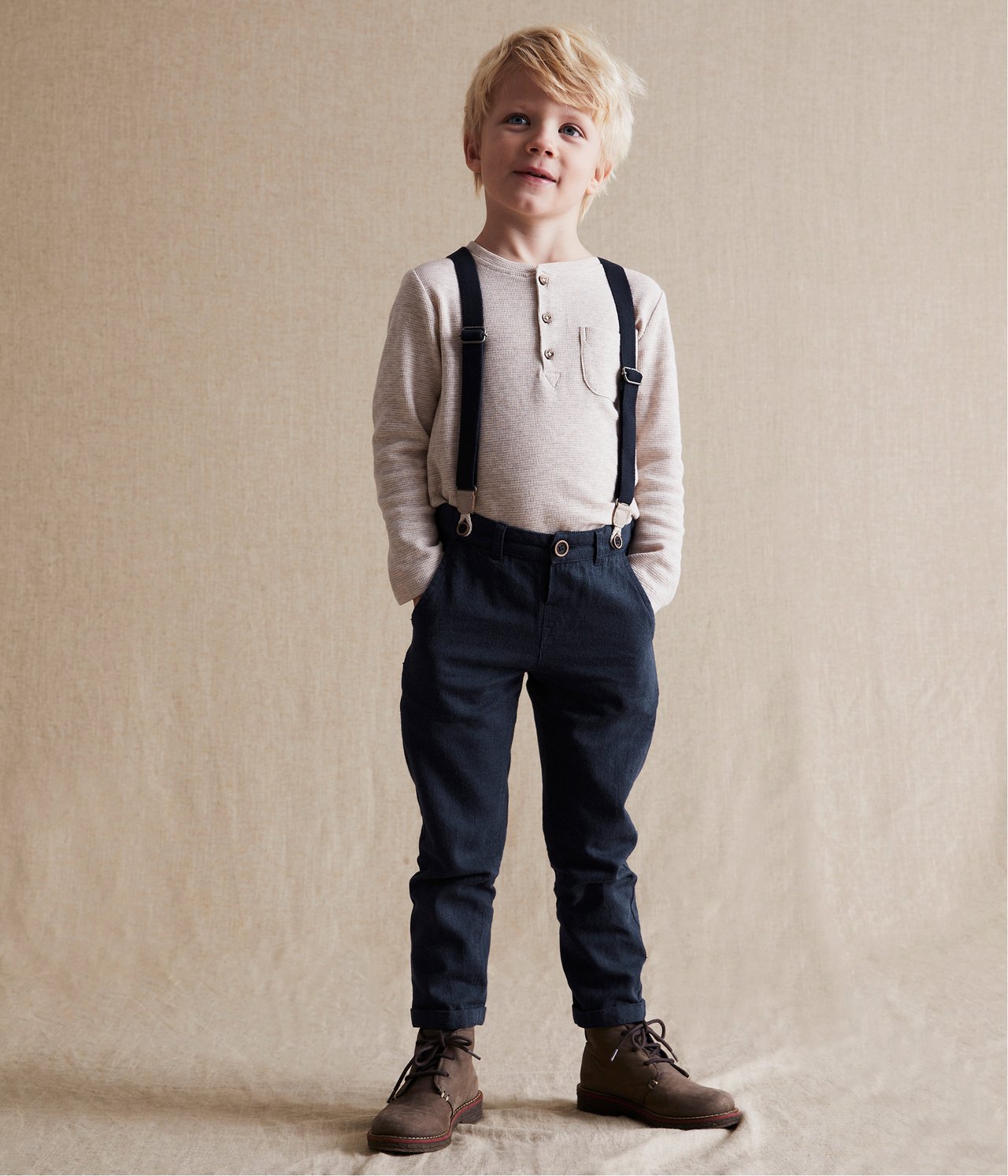 Kids blue suspender pants - Dunkelblau - 1