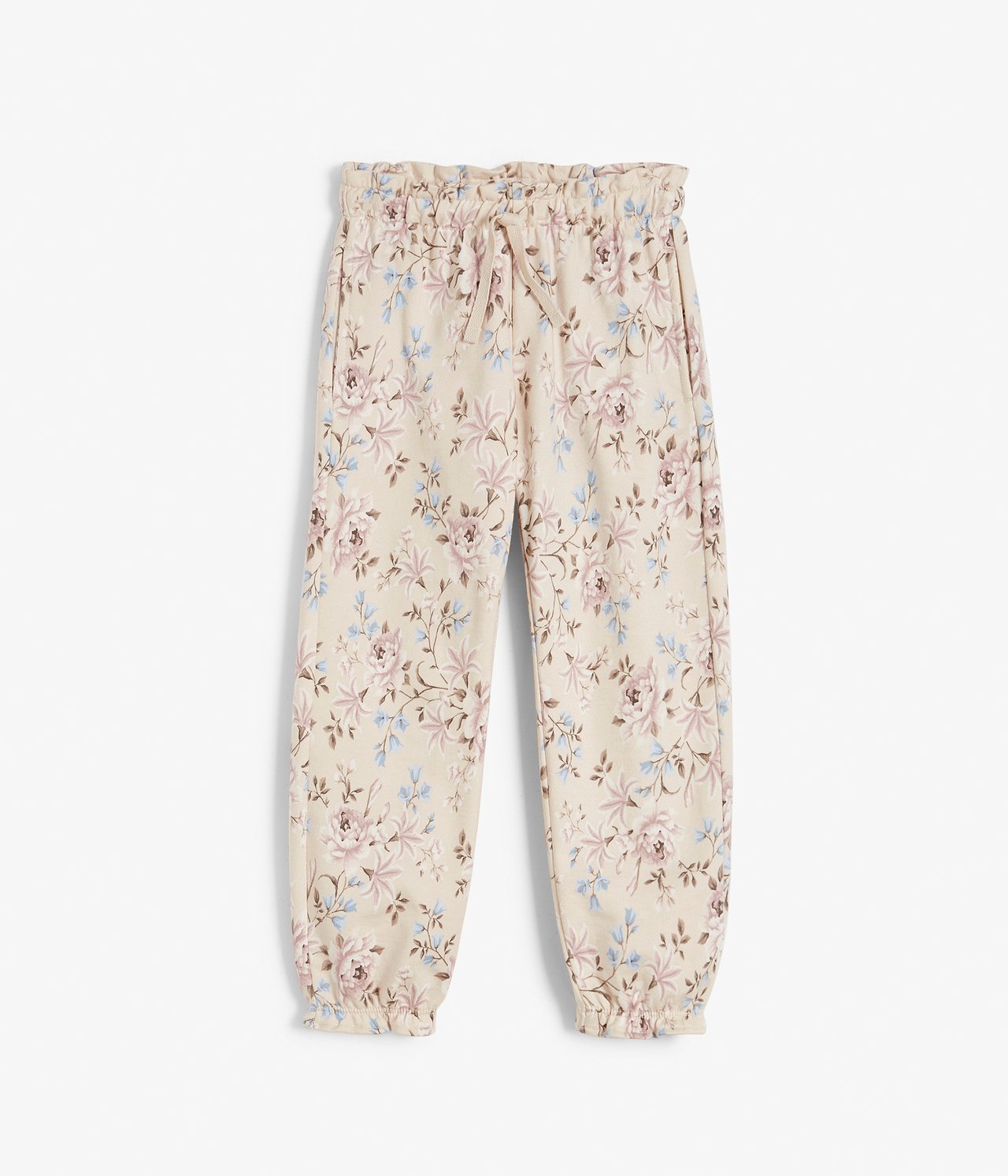 Kids beige floral soft pants - Beige - 6
